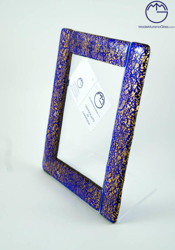 DR35 - Cornice portafoto 71 x 73 cm (blu argento oro), cornice in legno MDF di larghezza 35 mm, con vetro acrilico antiriflesso antiriflesso, parete