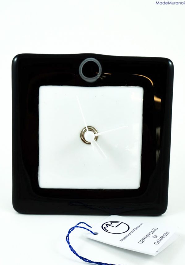 Table Clock In Murano Glass - Black And White