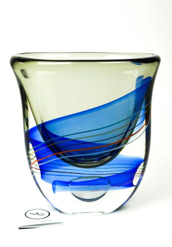 Gael - Sommerso Murano Vase - Grey Blue