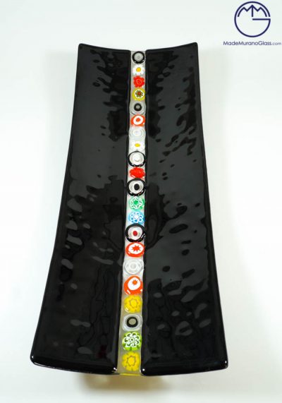 Black Plate With Murrine - Large Measure