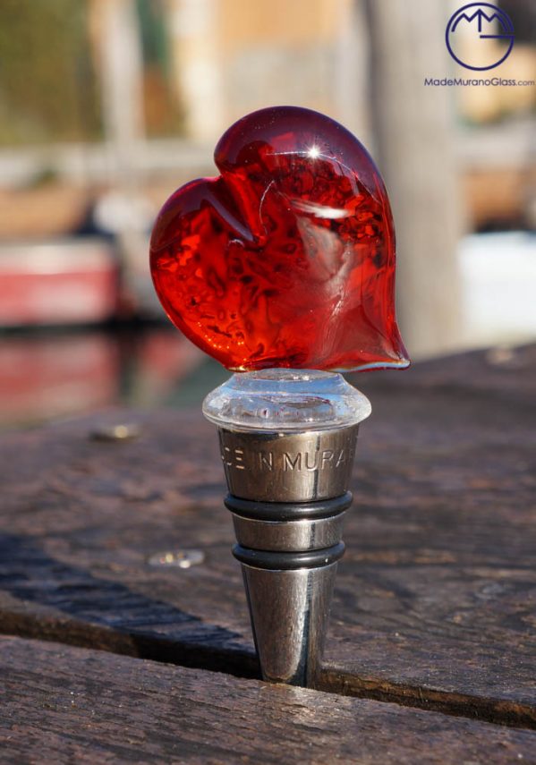 Life Murano Glass Bottle Cap With Heart Made Murano Glass