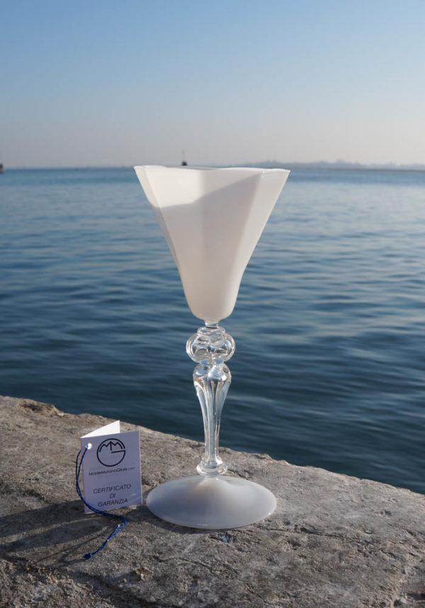 Cortina - Venetian Glass White Goblet - Murano Glass