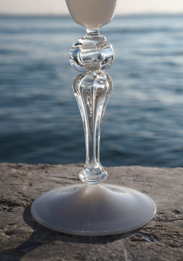 Cortina - Venetian Glass White Goblet - Murano Glass