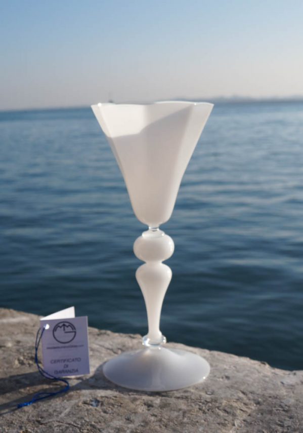 Asiago - Venetian Glass White Goblet - Murano Glass