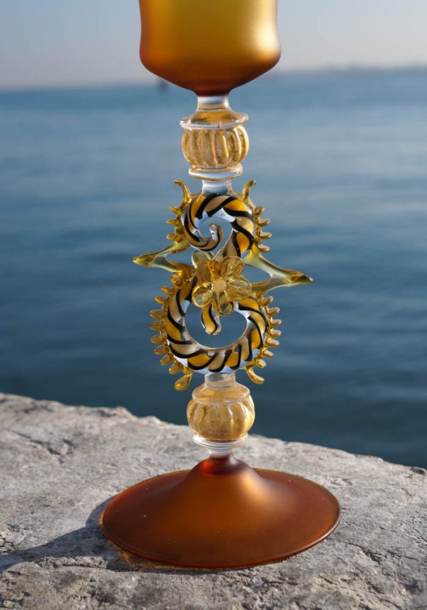 Sahara - Venetian Glass Satin Amber Goblet - Murano Art Glass