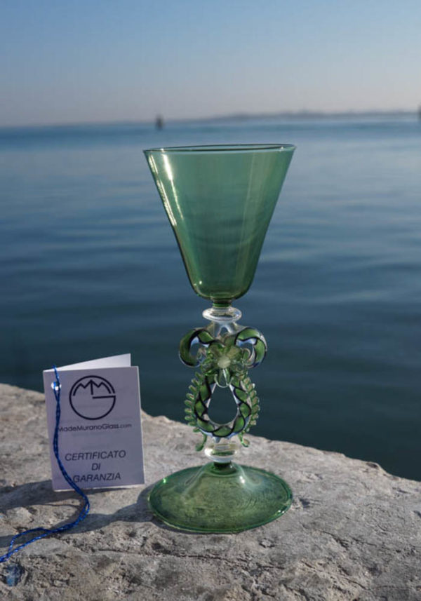 Venetian Glass Green Goblet - Murano Collection