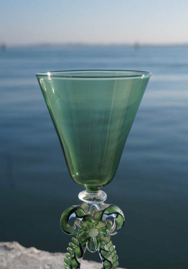 Venetian Glass Green Goblet - Murano Collection