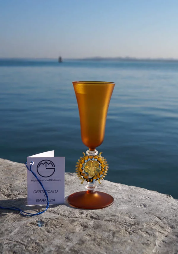 Venetian Glass Satin Amber Goblet - Murano Collection