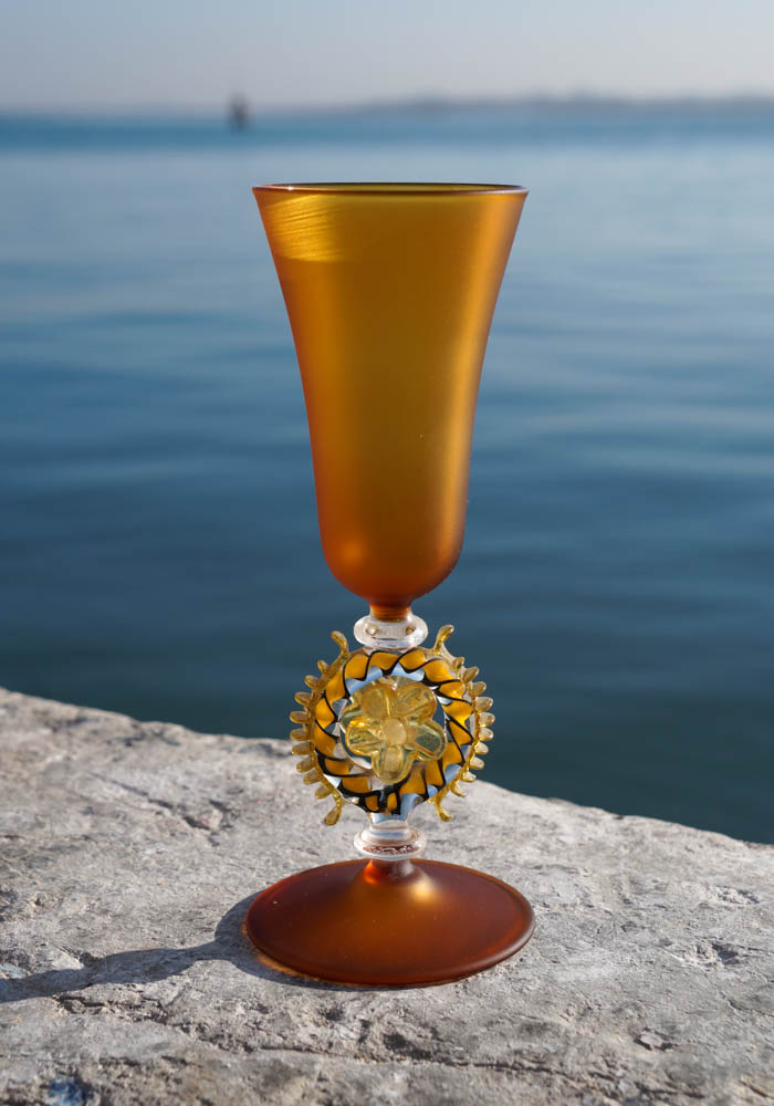 Venetian Glass Satin Amber Goblet - Murano Collection