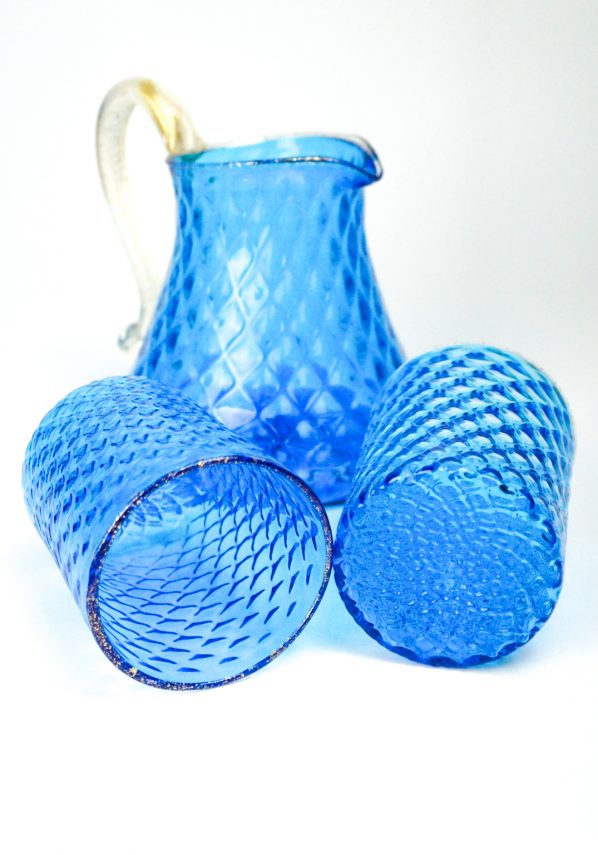 Nabucco - Set Of 6 Drinking Glasses Light Blue Tumbler With Jug