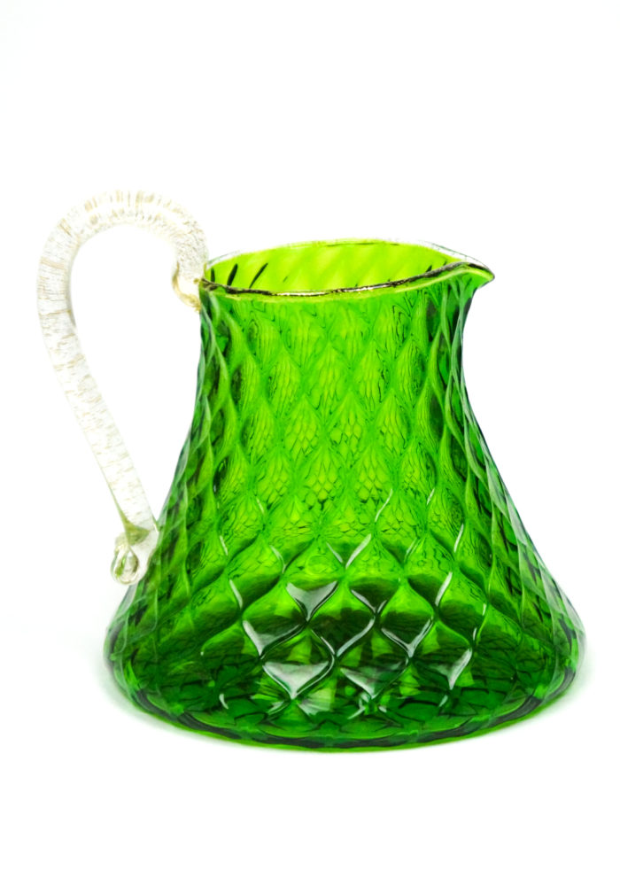 Otello - Set Di 6 Bicchieri + Caraffa Vetro Soffiato Verde E Oro