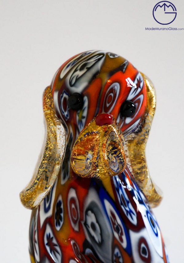 Murano Glass Animals - Dog With Murrina And Gold Leaf 24 Carats