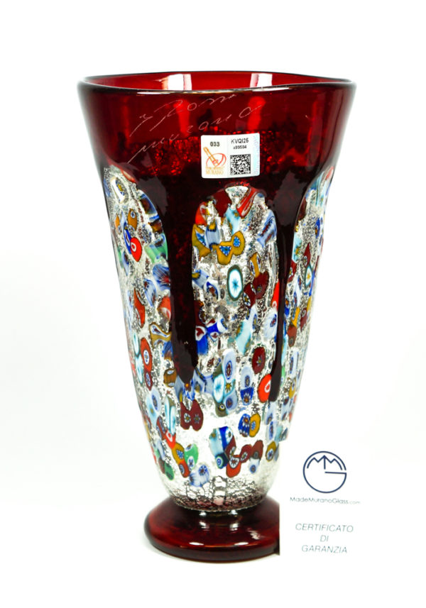 Bocca Di Fuoco - Blown Red Made Murano Glass Vase