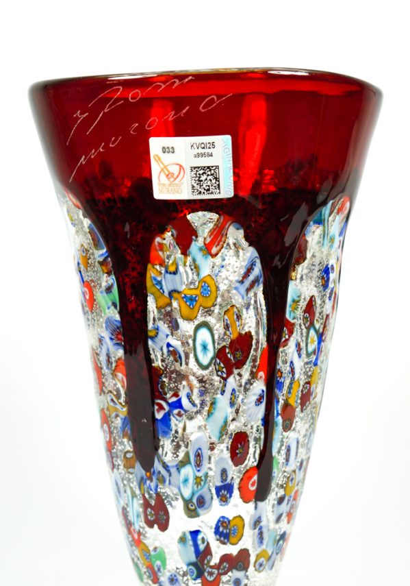 Bocca Di Fuoco - Blown Red Made Murano Glass Vase