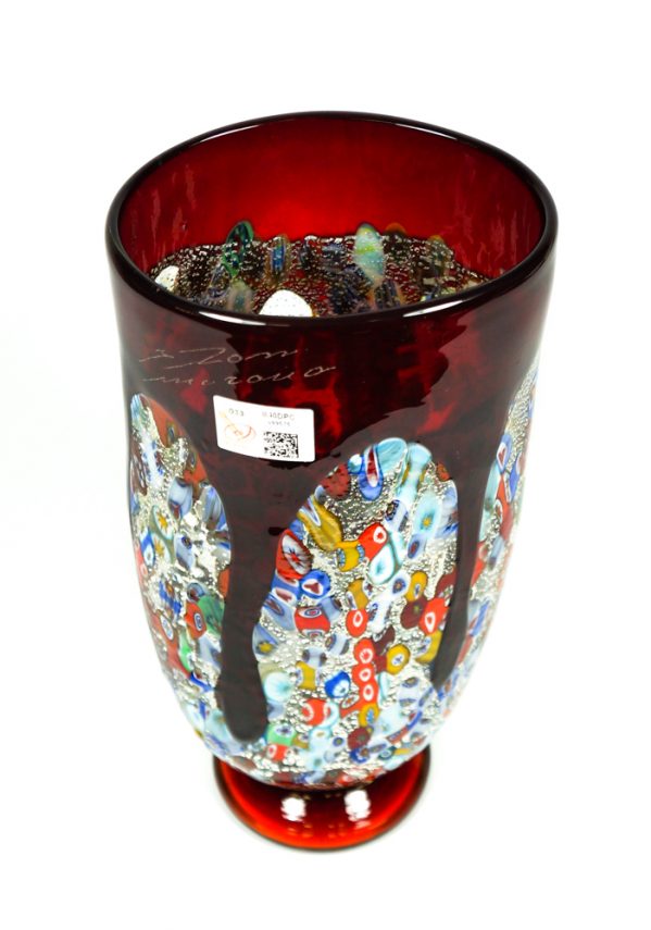 Tempera - Vaso Colature Rosso - Made Murano Glass
