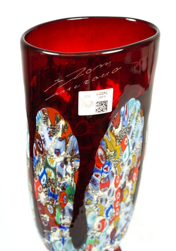 Tempera - Vaso Colature Rosso - Made Murano Glass