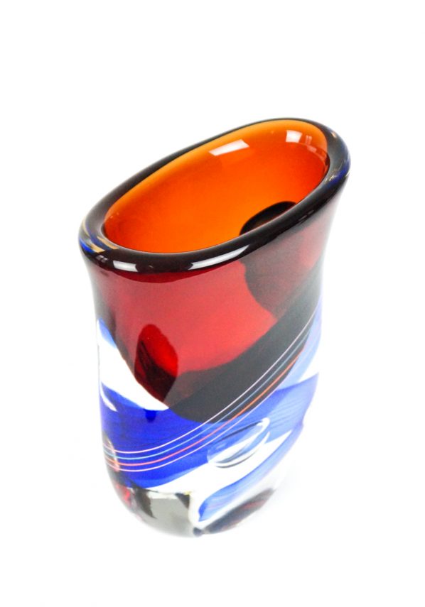 Bach - Sommerso Murano Vase - Red Blue