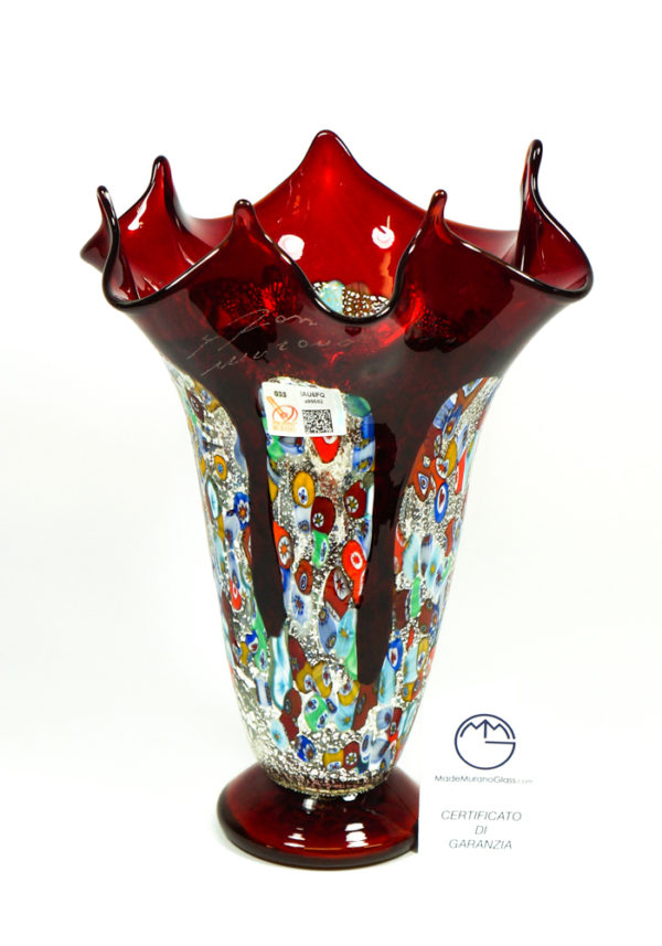 Paina - Murano Glass Blown Vase Red