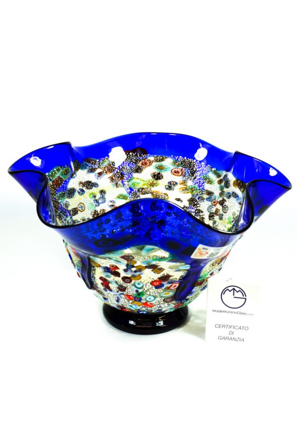 Ritmo - Coppa Centrotavola Colature Blu - Made Murano Glass
