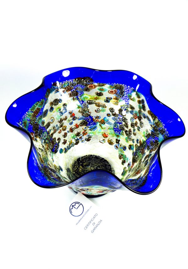 Ritmo - Coppa Centrotavola Colature Blu - Made Murano Glass