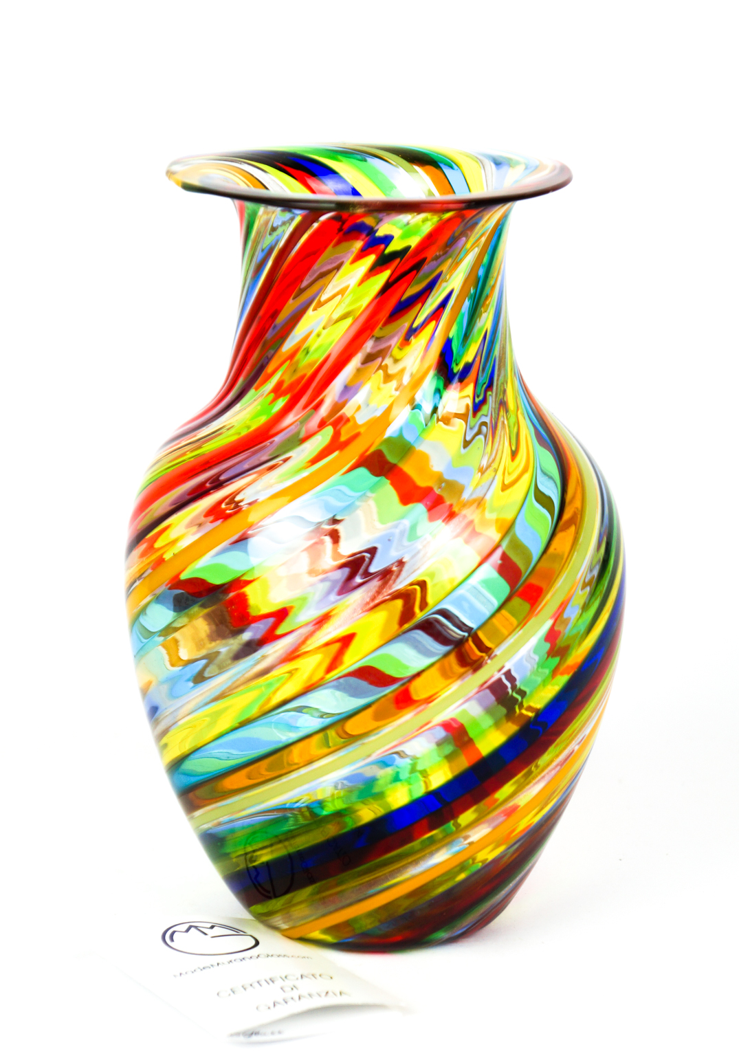 Dissette Multicolored Murano Glass Vase "Arkel" Made Murano Glass