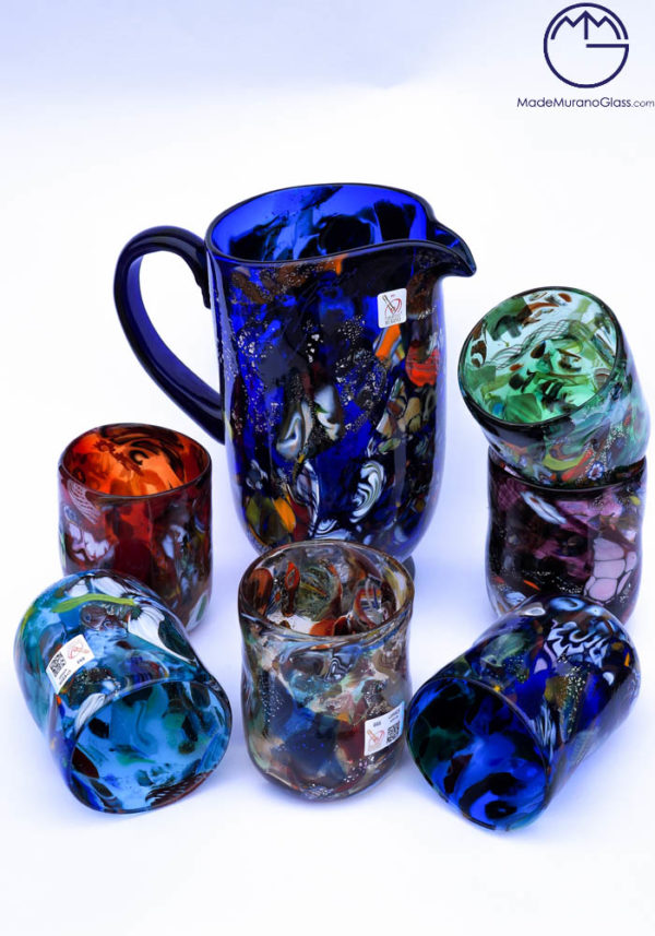 Lione - Set Of 6 Murano Drinking Glasses + Carafe