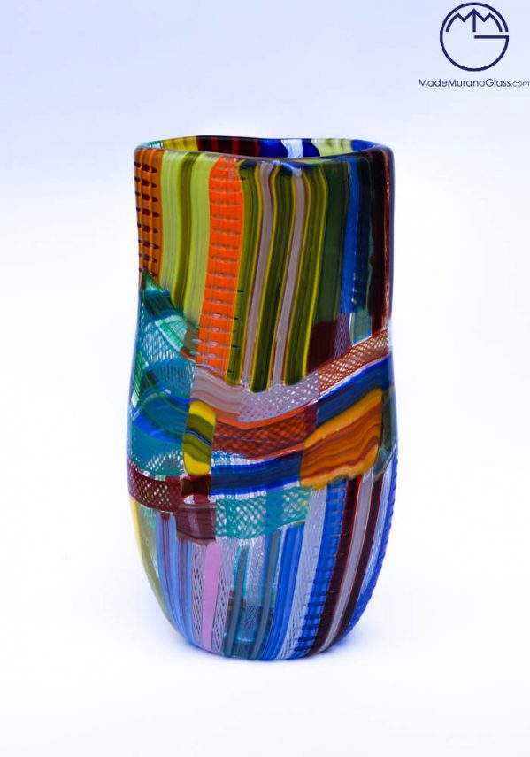 Malaga - Venetian Glass Vase Carnival Multicolor - Murano Glass