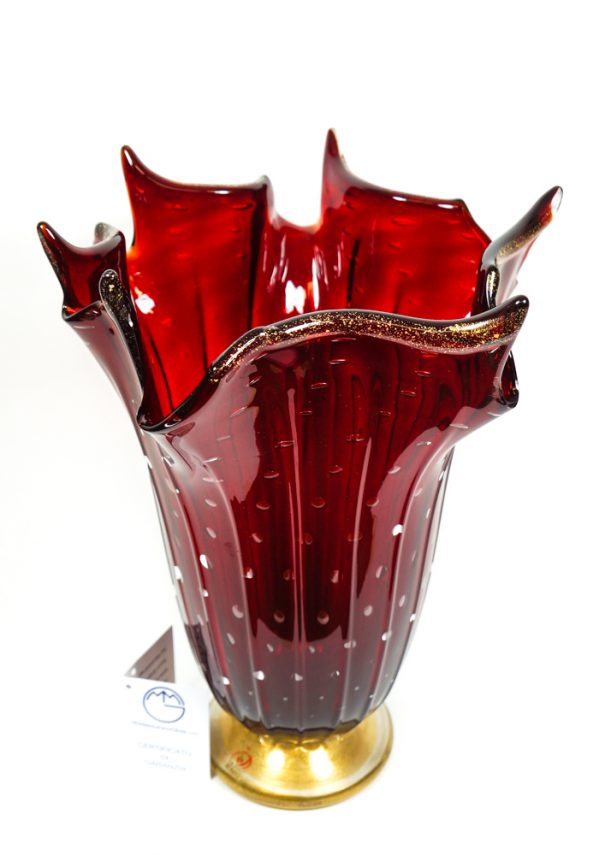 Rey - Murano Glass Vase Balloton Red - Made Murano Glass