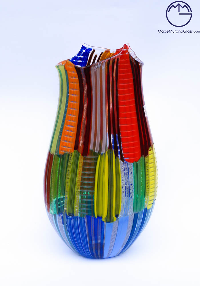 Tessuto - Multicolored Murano Glass Vase 