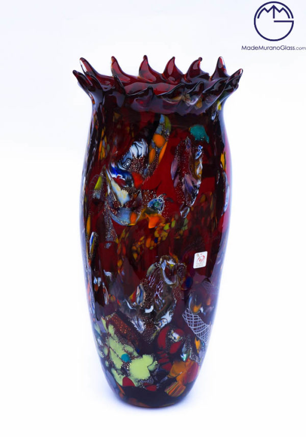 Malta - Made Murano Glass Fantasy Red Vase