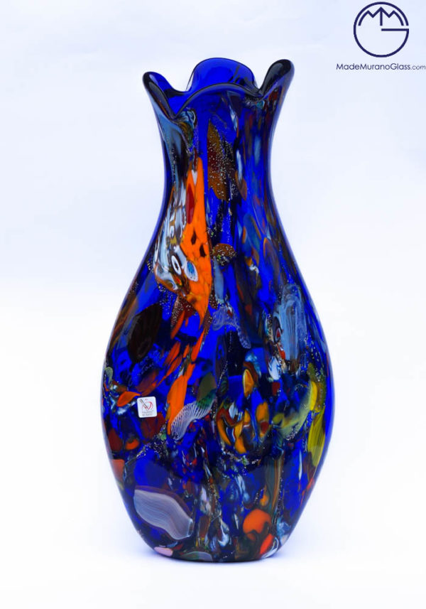 Malhi - Made Murano Glass Fantasy Blue Vase
