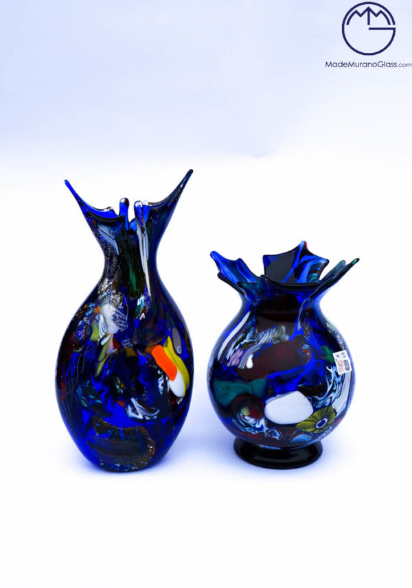 Venetian Glass Vases Fantasy Blue - Murano Glass