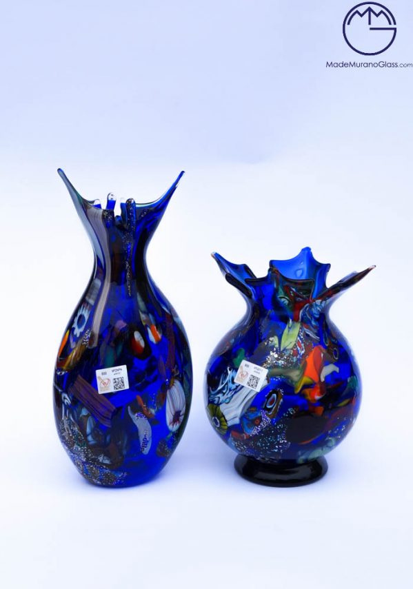 Venetian Glass Vases Fantasy Blue - Murano Glass