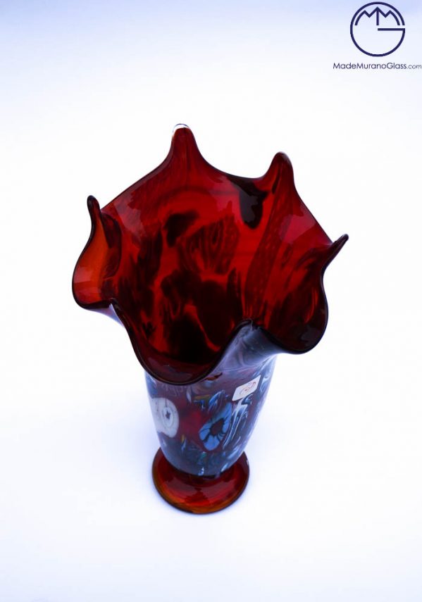 New Lindo - Vaso In Vetro Soffiato Fantasy Rosso