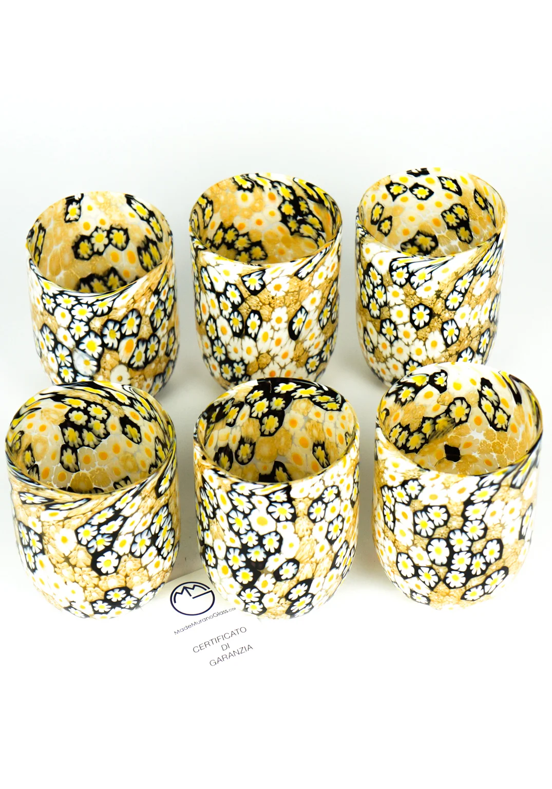 Meravil - Set 6 Murano Drinking Glasses With Murrina Millefiori