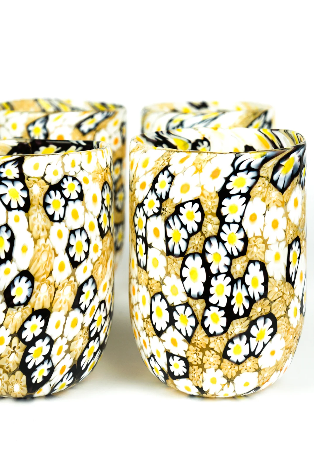 Meravil - Set 6 Murano Drinking Glasses With Murrina Millefiori