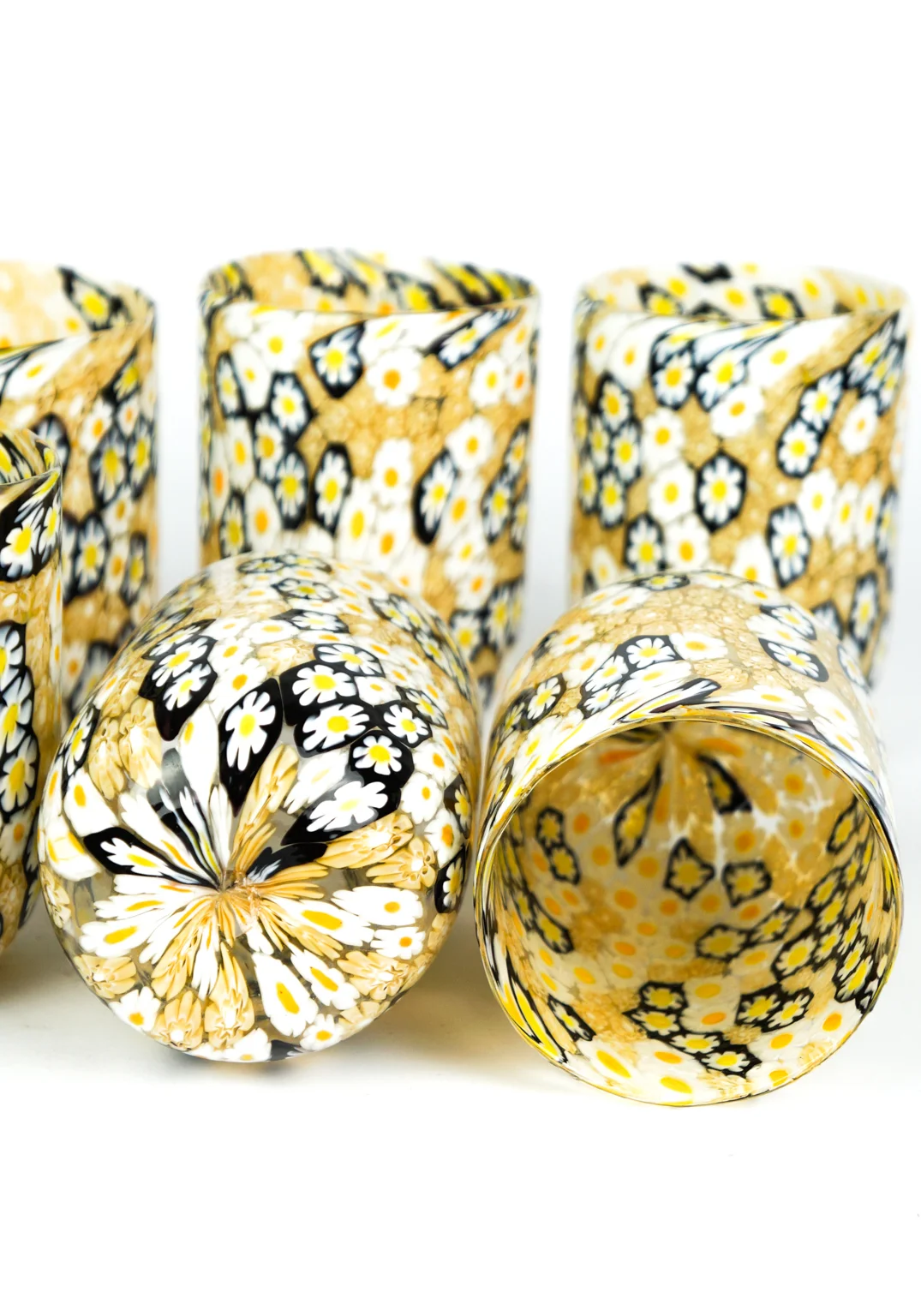 Meravil - Set 6 Murano Drinking Glasses With Murrina Millefiori