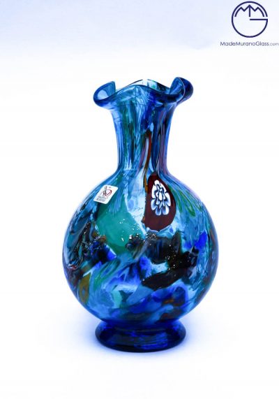 Capri – Venetian Glass Vase Fantasy Seawater – Murano Glass