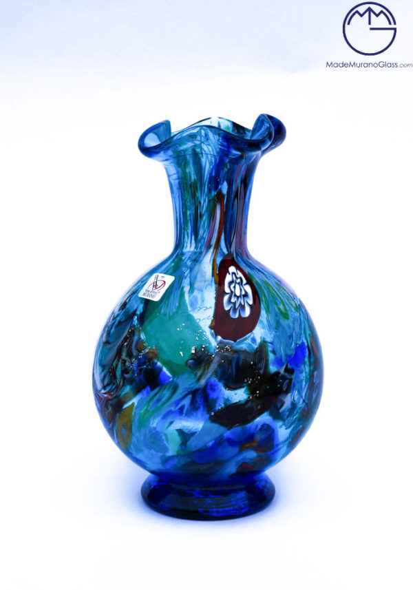 Capri - Venetian Glass Vase Fantasy Seawater - Murano Glass