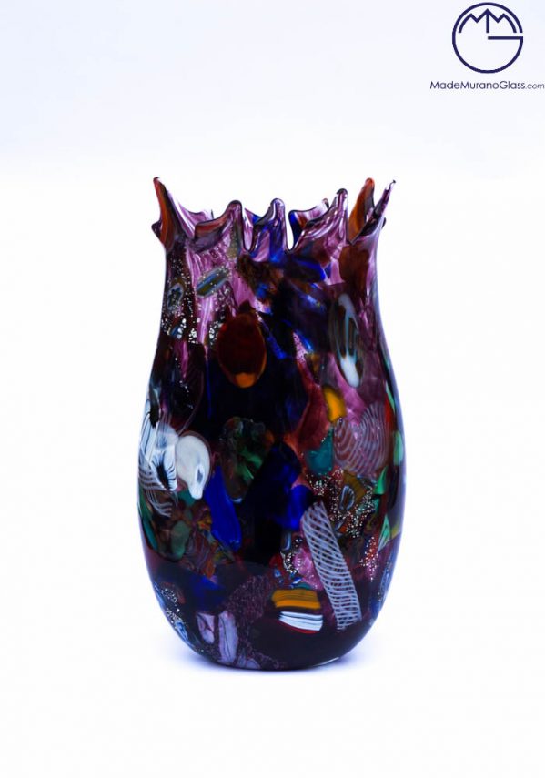 Amalfi - Murano Glass Vase Fantasy Amethyst - Venetian Blown Glass