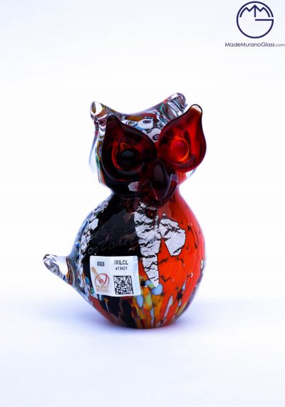 Collection Aida Sommerso - Murano Glass Bird Owl In Murano Glass