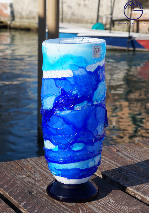 Adriatic - Murano Glass Vase Sbruffi Blue