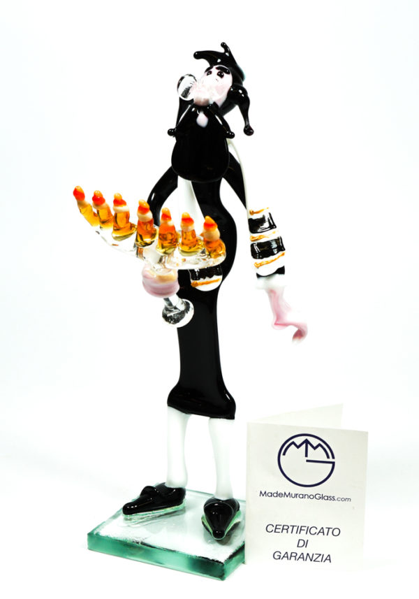 Comic Figurine Of Jewish Rabbi With Menorah - Made Murano Glass