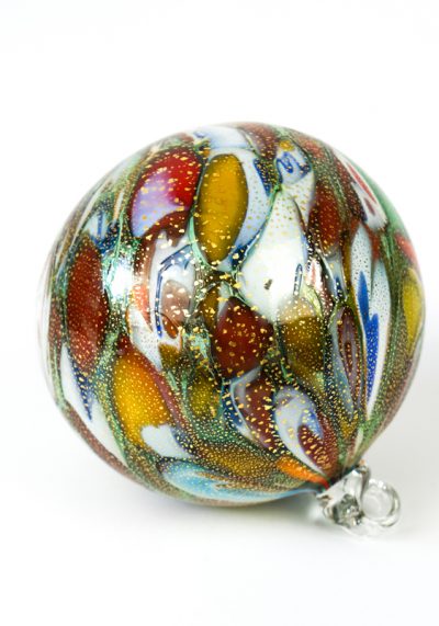 Christmas Ball With Murrina Millefiori And Gold Leaf