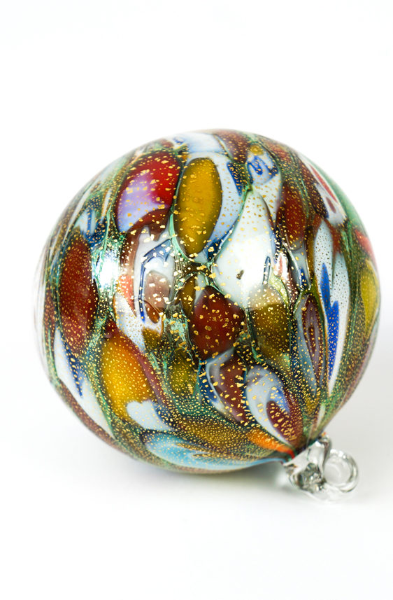 Christmas Ball With Murrina Millefiori And Gold Leaf