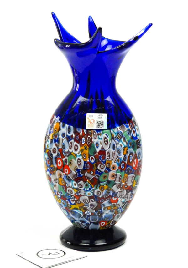 Marines - Blown Vase Blue And Murrina Millefiori
