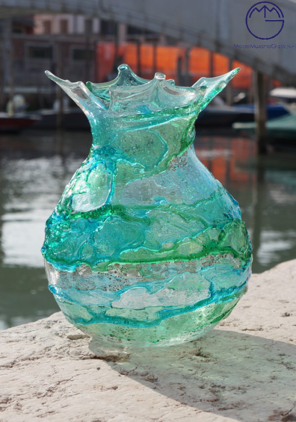 Tokyo - Murano Glass Vase Sbruffi Green