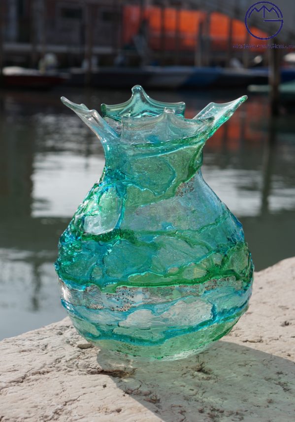 Tokyo - Murano Glass Vase Sbruffi Green