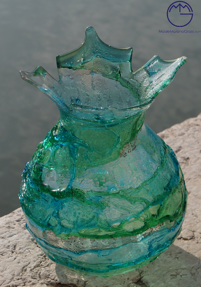 Tokyo - Murano Glass Vase Sbruffi Green