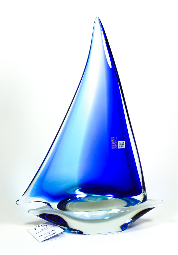 Barca A Vela Grande Blu In Vetro Murano – Made Murano Glass